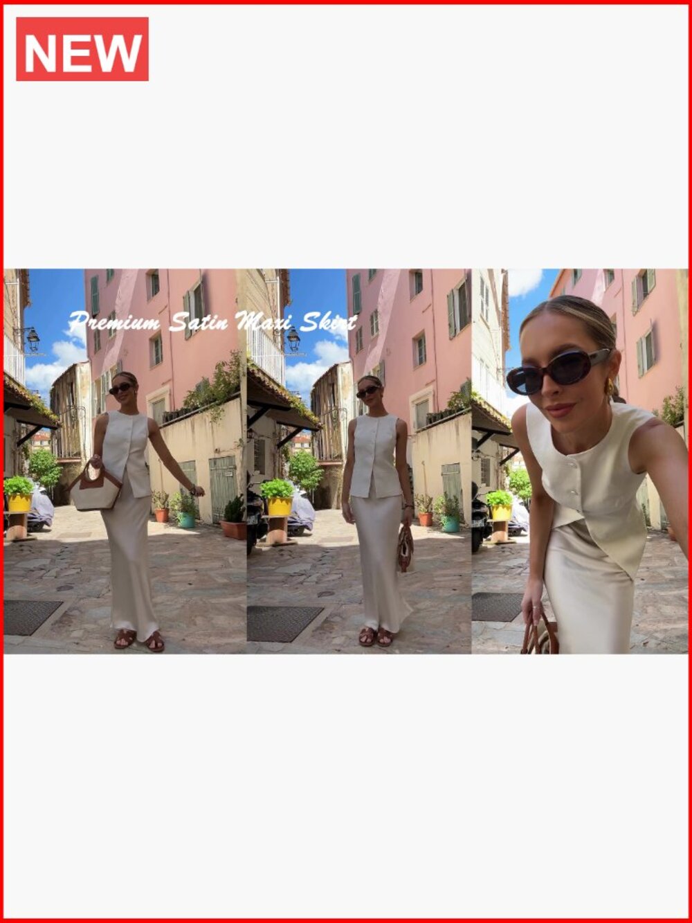 Satin Maxi Skirt High Waisted Flowy A-Line Elastic Waist Long Skirt - Picture 7 of 7
